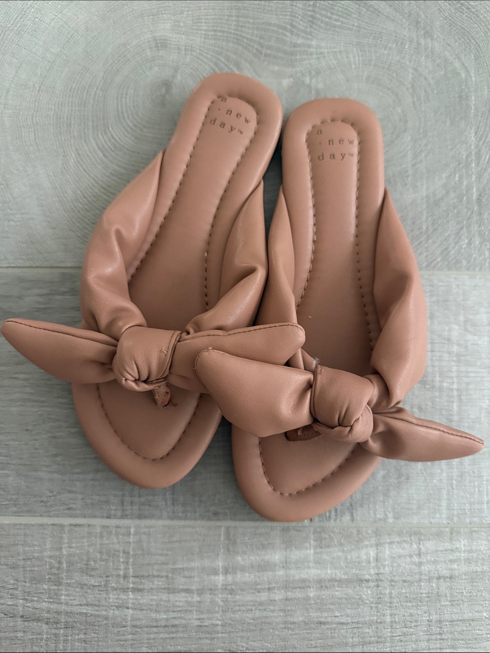 Women's A New Day Nude Knot Bow Slide Sandals